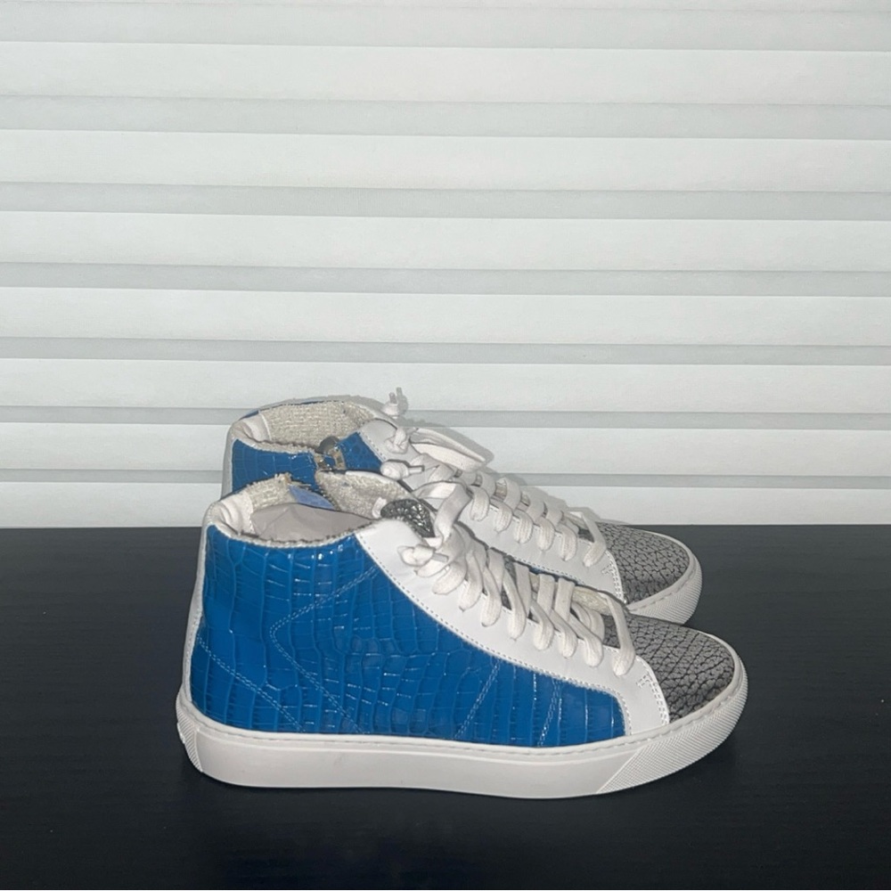 🆕P448 Blue and Silver High-Top Sneakers